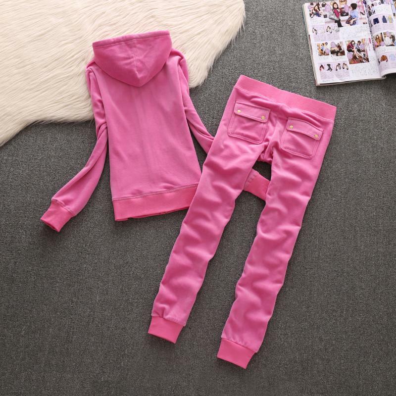 Y2K Brand Velvet Tracksuit Two Piece Women's Tracksuit Hoodies Set PencilPants and Top With Pocket Velour Tracksuit For Women