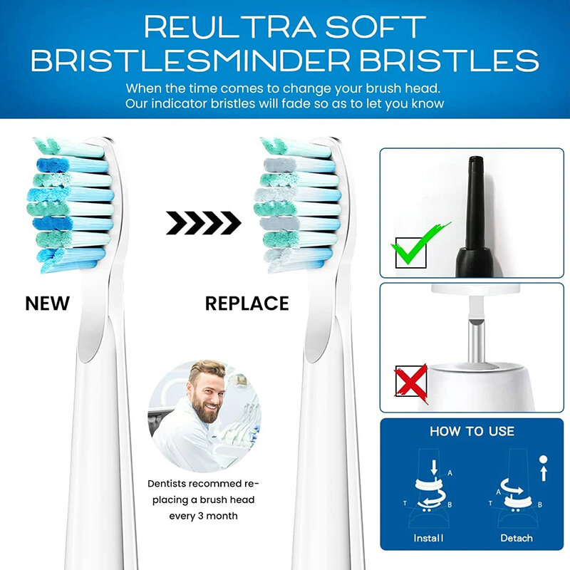 20 Pcs Replaceable Brush Heads Dupont Bristle Brush Refill for Seago/Fairywill Electric Toothbrush FW/SG 507/508/515/551/917/959