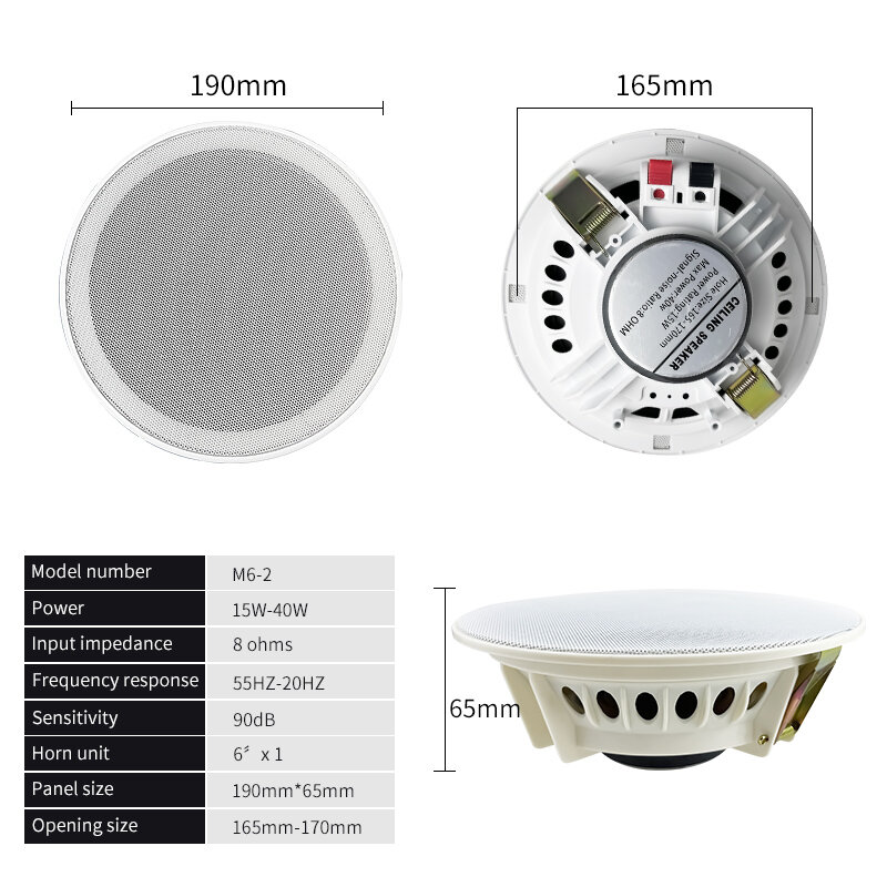 Hautréusdomestiques M6-2 haut-parleurs audio de plafond pour systèmes de haut-parleurs de plafond avec un son de haute qualité