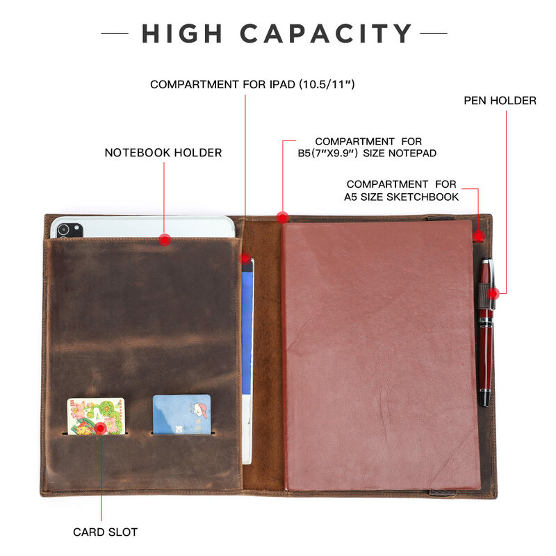 Portofolio Notebook Hari Ayah iPad Mini Folder PC B5 dokumen sampul buku alat tulis bisnis Crazy Horse Organizer kulit