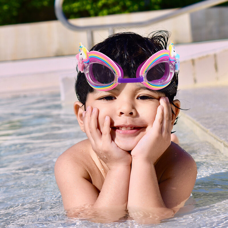 แว่นตาว่ายน้ำแว่นตากันน้ำป้องกันรังสียูวีของเด็ก1ชิ้นแว่นตาว่ายน้ำปรับได้ป้องกันหมอกรังสียูวี