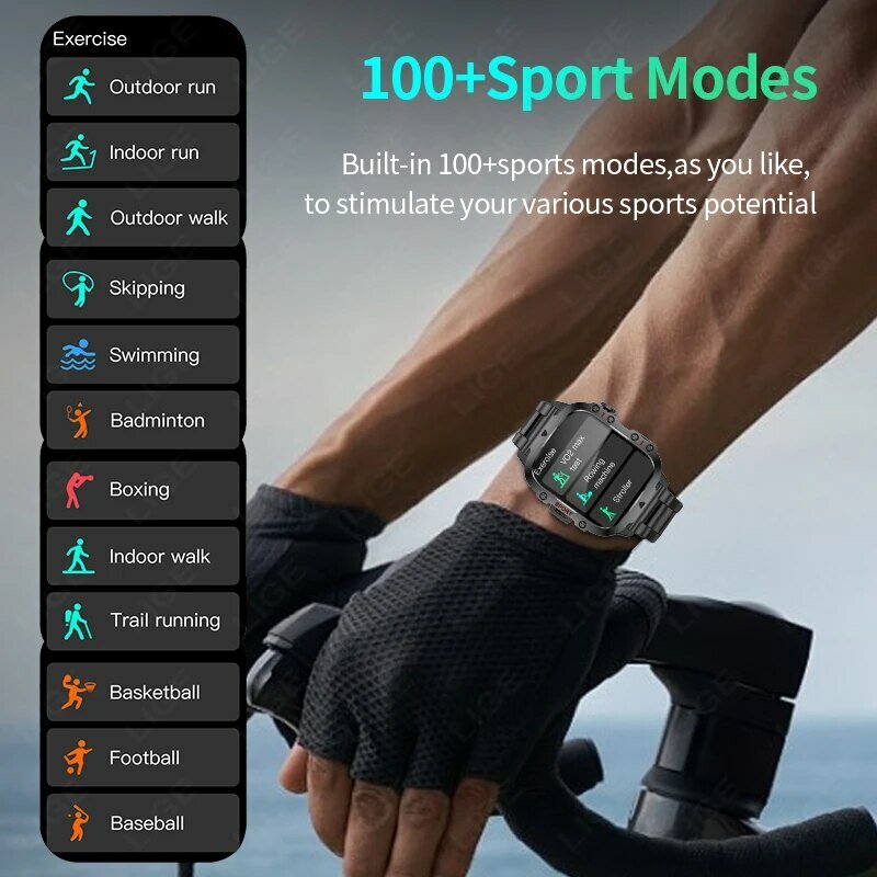 Lige neue Smartwatch 1,96 Zoll Bildschirm mah Bluetooth Anruf Sprach assistent Uhr Sport Fitness wasserdichte Smartwatch für Männer