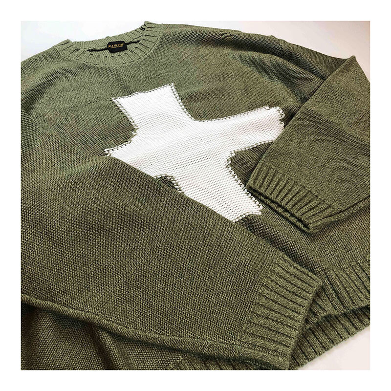 KAPITAL-Pull en tricot croisé pour hommes et femmes, pull hip hop respirant, haute qualité, 1:1
