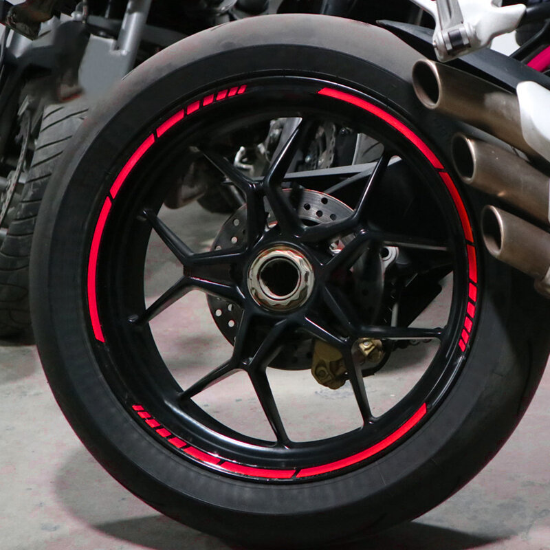 1 Set 5 colori strisce per lo Styling dell'auto riflettente Motocross Bike adesivi e decalcomanie per ruote del motociclo nastro riflettente da 17/18 pollici