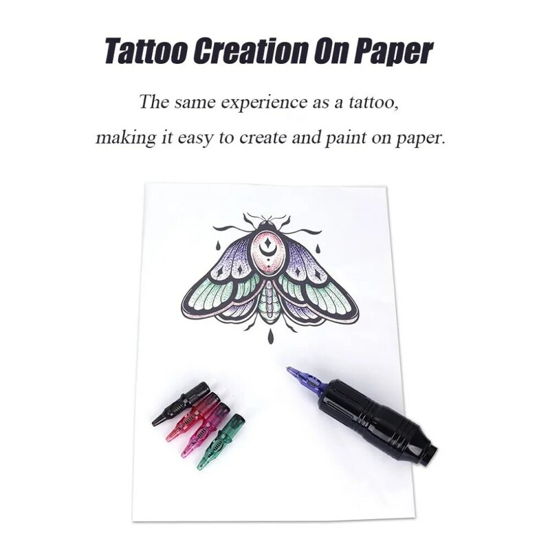 Bolígrafo desechable para máquina rotativa, 10 piezas, Cartucho de práctica de dibujo de tatuaje, agujas para máquina rotativa, 5 colores