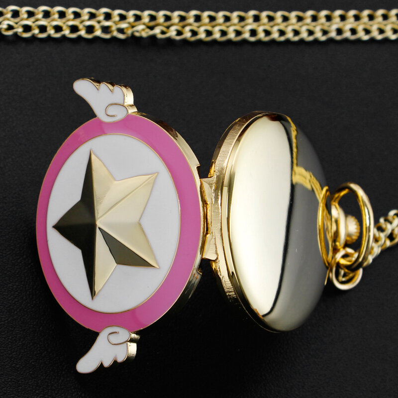 Reloj de bolsillo Sakura a la moda para mujer, pulsera con collar de Anime de dibujos animados, relojes Fob, regalo, envío directo