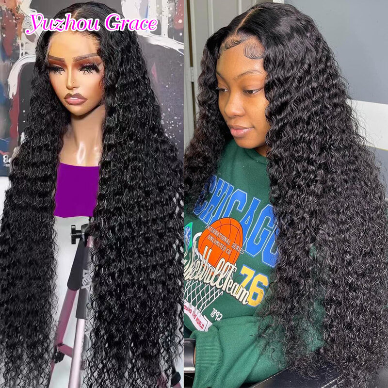 13x6 HD Lace Frontal Wig Raw Hair 250 Density Deep Wave Wigs Pre Plucked 13x6 HD Lace Wig Human Hair Yuzhou Grace