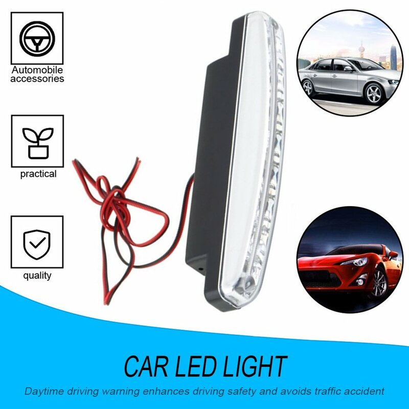 1pc 8 LED Super Bright Car Drl Daytime Running Light Waterproof Daylight Bulb Head 6000k-7000k Lamp White Useful Car Lamp