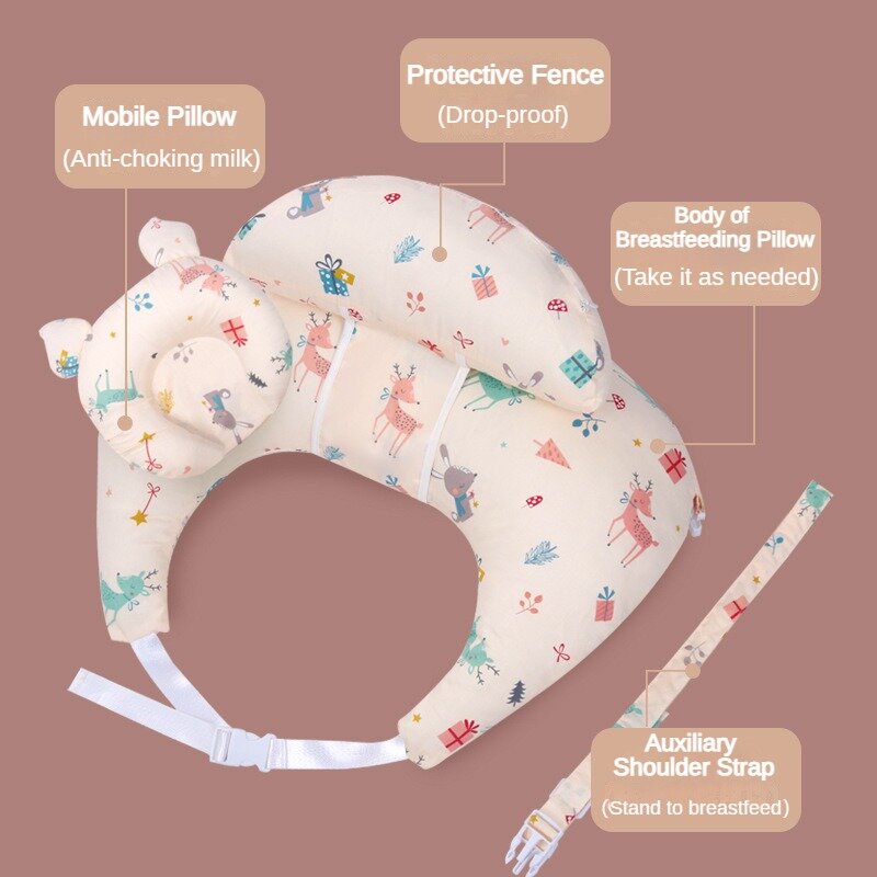 Almohada de lactancia de cintura para recién nacidos y mamás, almohada de lactancia para embarazadas con funda de algodón extraíble