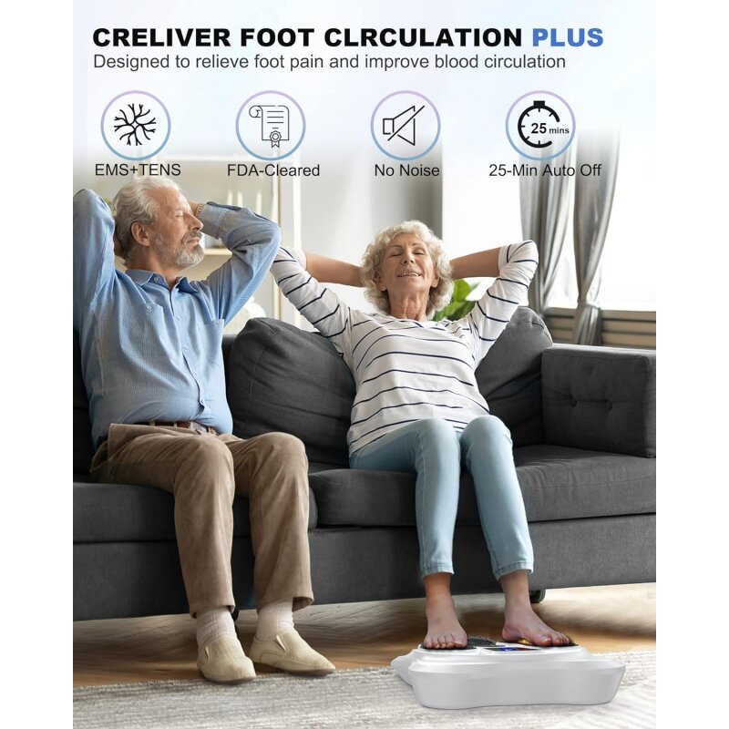 Stimolatore del piede di creativer (FSA HSA qualificato) con EMS TENS per alleviare il dolore e la circolazione, massaggiatori elettrici per gambe dei piedi