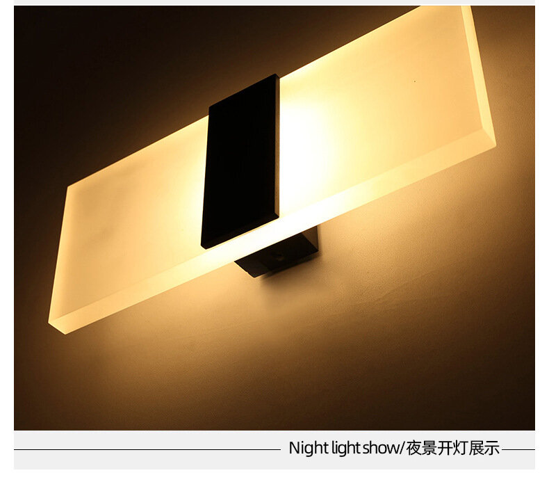 Lampada da parete moderna a Led in acrilico AC85-265V lungo bianco caldo illuminazione interna camera da letto camera da letto soggiorno lampada da parete interna