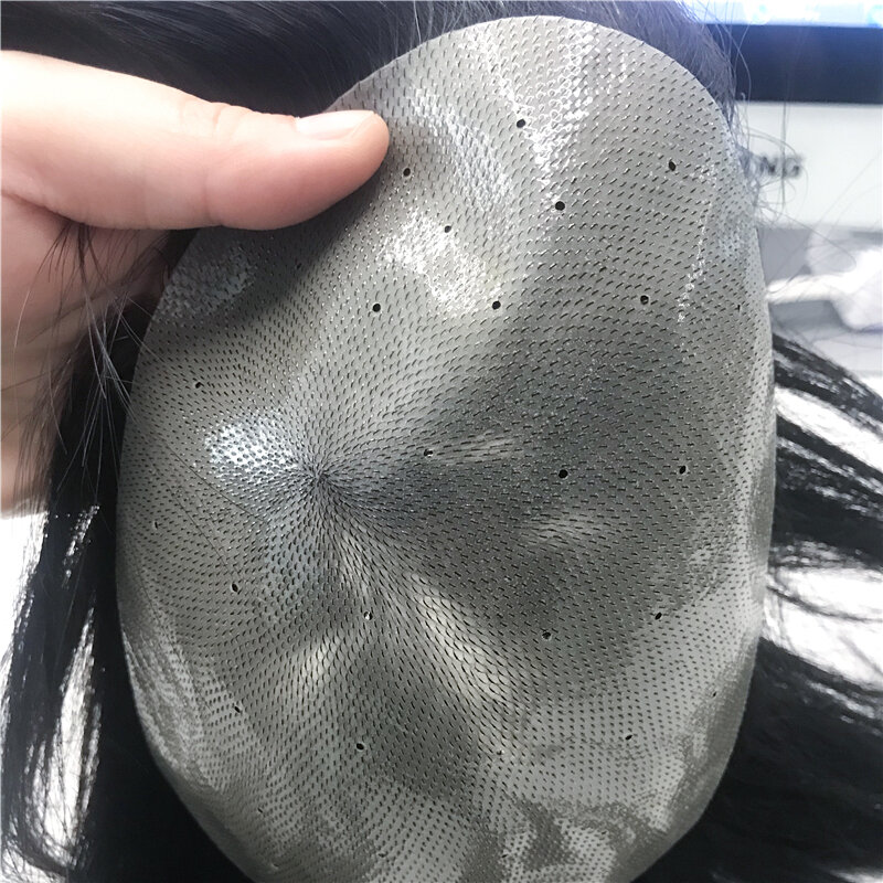 Biological Scalp Toupees 4mm-6mm PU Men Hair Toupee 1B Hair Capillary Prosthesis Breathable Male Wig Indian Human Hair System