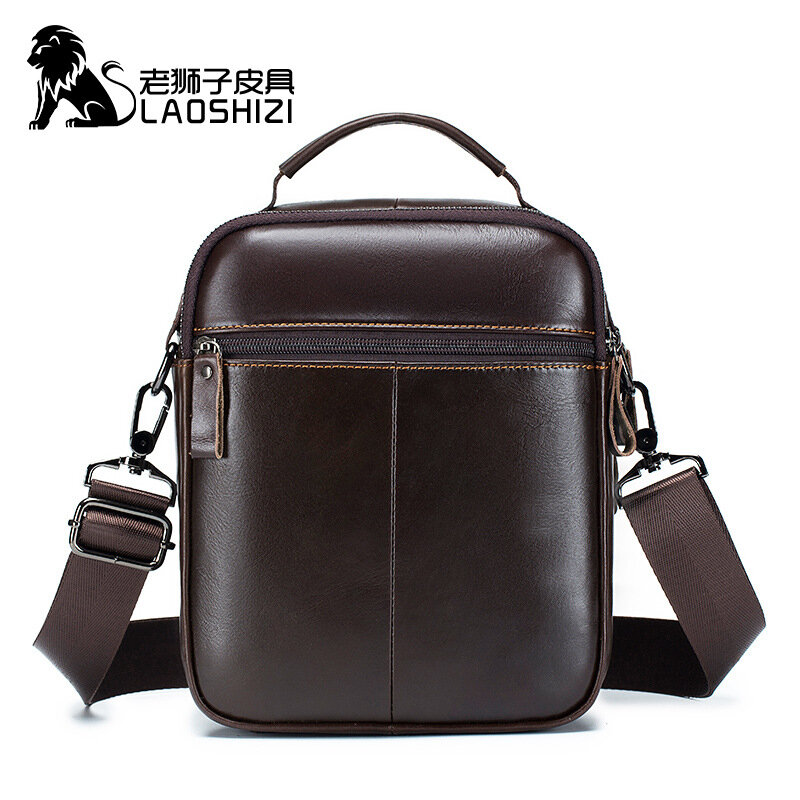 LAOSHIZI – sac à main Original pour hommes, sacoche de loisirs, à bandoulière, 100% cuir de vache, design de luxe, nouvelle collection