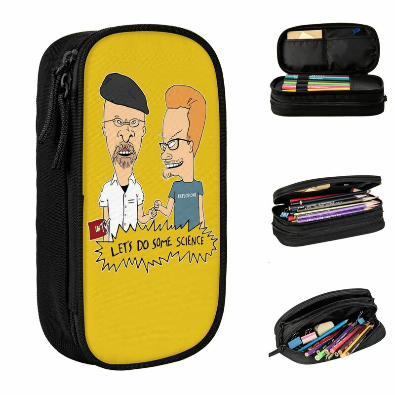 Large-capacity Pencil Case Mythbusters Office Supplies Beavis And Butt Head Double Layer Pencil Bag Make Up Bag Suprise Gift