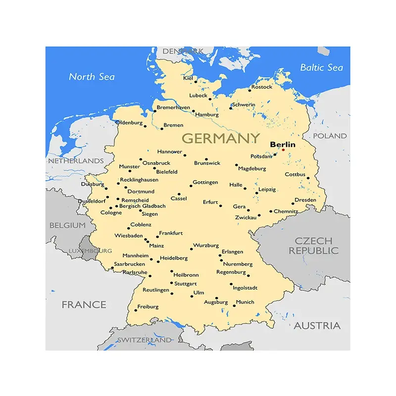 90*90cm The Germany Political Map Non-woven Canvas Painting Wall Art Poster Home Decoration School Classroom Supplies