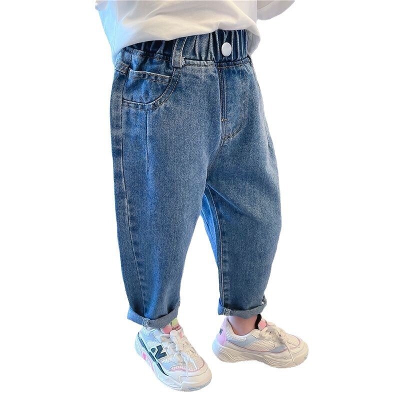 Jeans solto e na moda infantil, calça comprida de bebê, edição coreana, nova tendência, primavera e outono