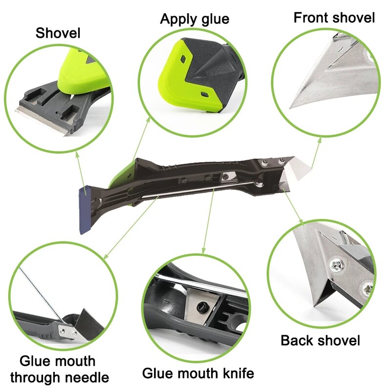 5 In 1 Silicone Remover Sealant Multifunctional Grout Scraper Kit Floor Corner Squeegee Kitchen Bathroom Window Caulking Tool