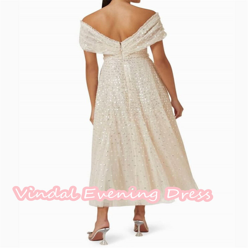 Женское вечернее платье на молнии Vindal, элегантное кружевное платье с открытыми плечами и вырезом на спине, с оборками