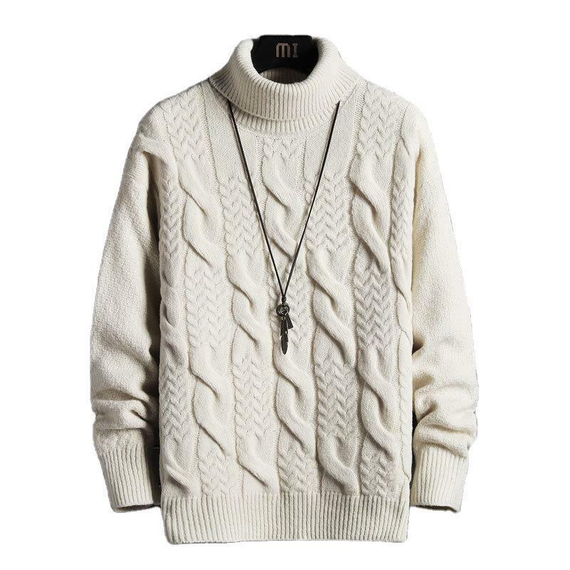 Мужской свитер с высоким воротником, сезон осень-зима 2023, свободная Толстая вязаная одежда в стиле ретро