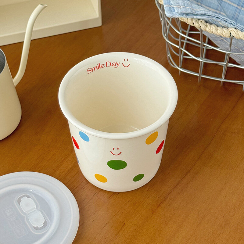 Кофейные кружки в горошек, чашка для молока, керамическая креативная кружка для сока и воды, товары для дома, красный, розовый