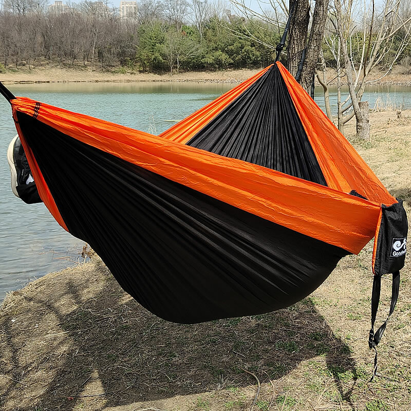 초경량 낙하산 더블 해먹 300x200cm, 야외 정원 캠핑 여행 하이킹 스윙 벽걸이 잠자는 침대