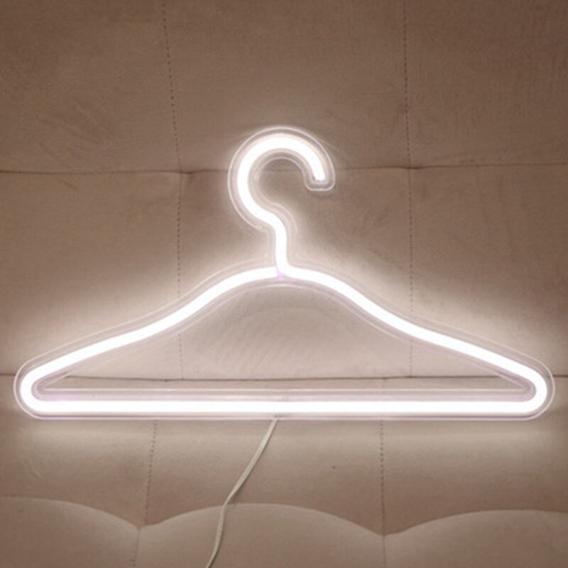 Lampe de nuit LED USB 62 cintre pour chambre à coucher, support de vêtements, maison, mariage, décoration murale d'art