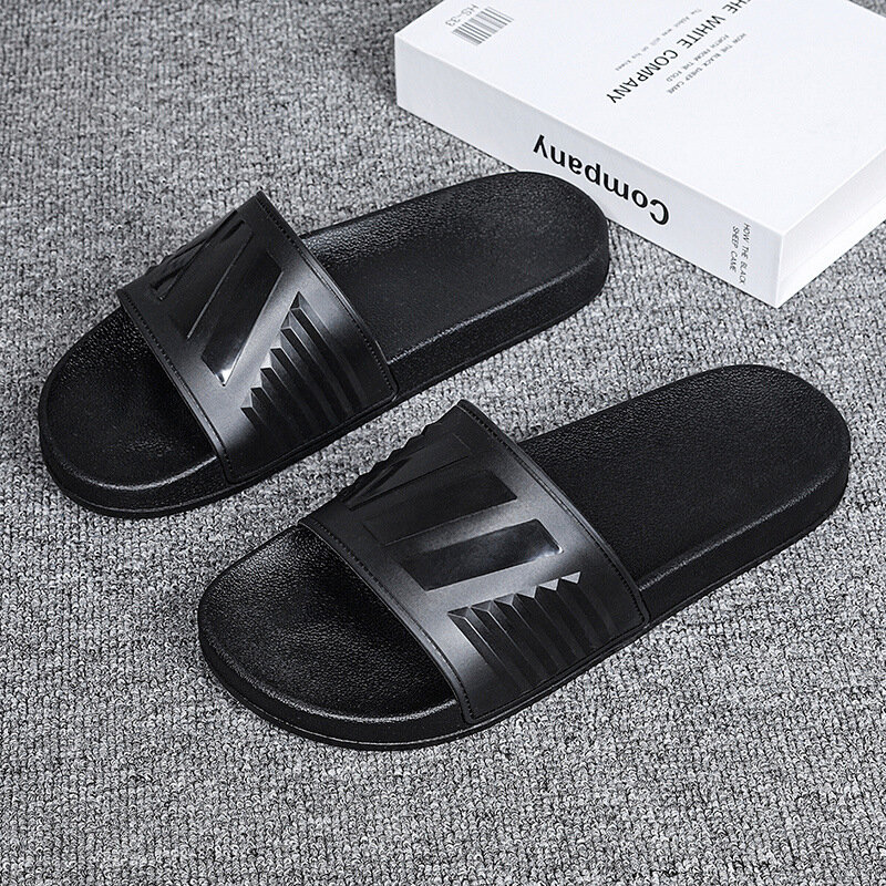 Zapatillas planas antideslizantes para hombre y mujer, chanclas de playa, zapatos de moda para exteriores y el hogar, color negro