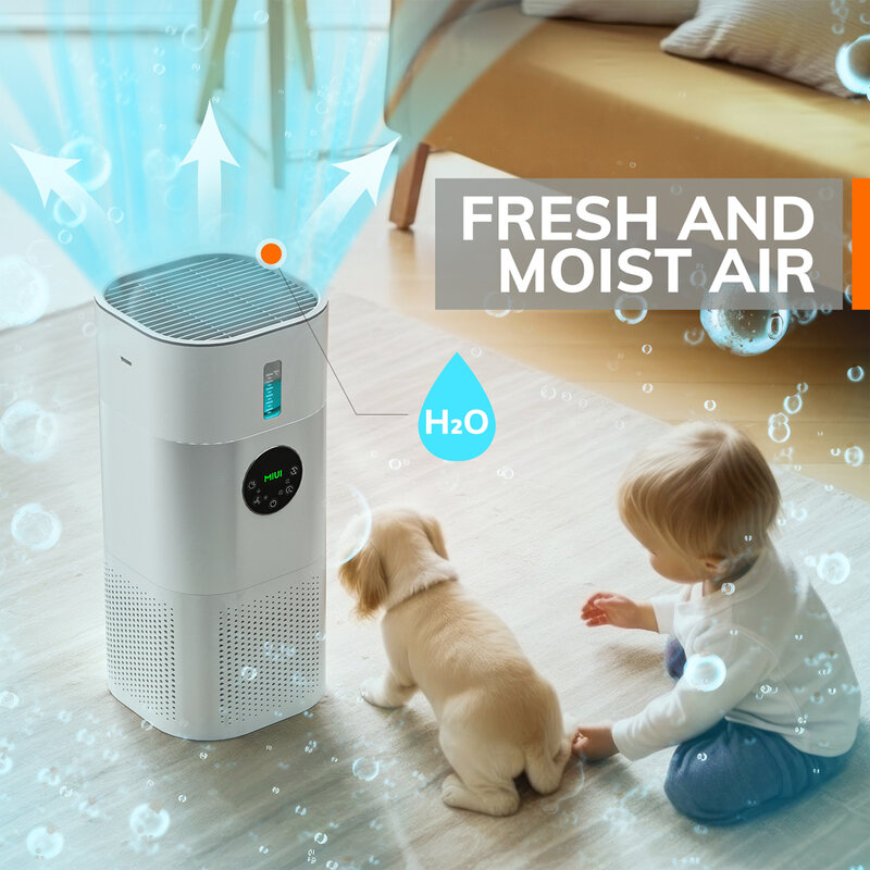 Очиститель воздуха с увлажнителем комбо для домашней аллергии и волос домашних животных, курильщиков в спальне, H13 истинный фильтр HEPA, 2-в-1
