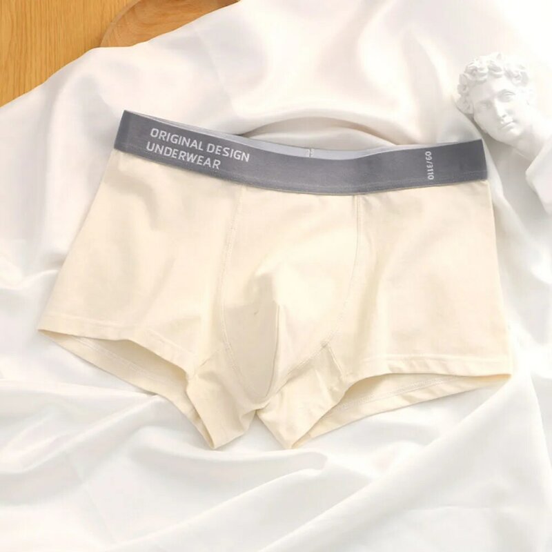 Short boxer masculino sexy de algodão de cintura média, roupa íntima confortável, cuecas finas, cuecas sólidas, calcinha solta, nova
