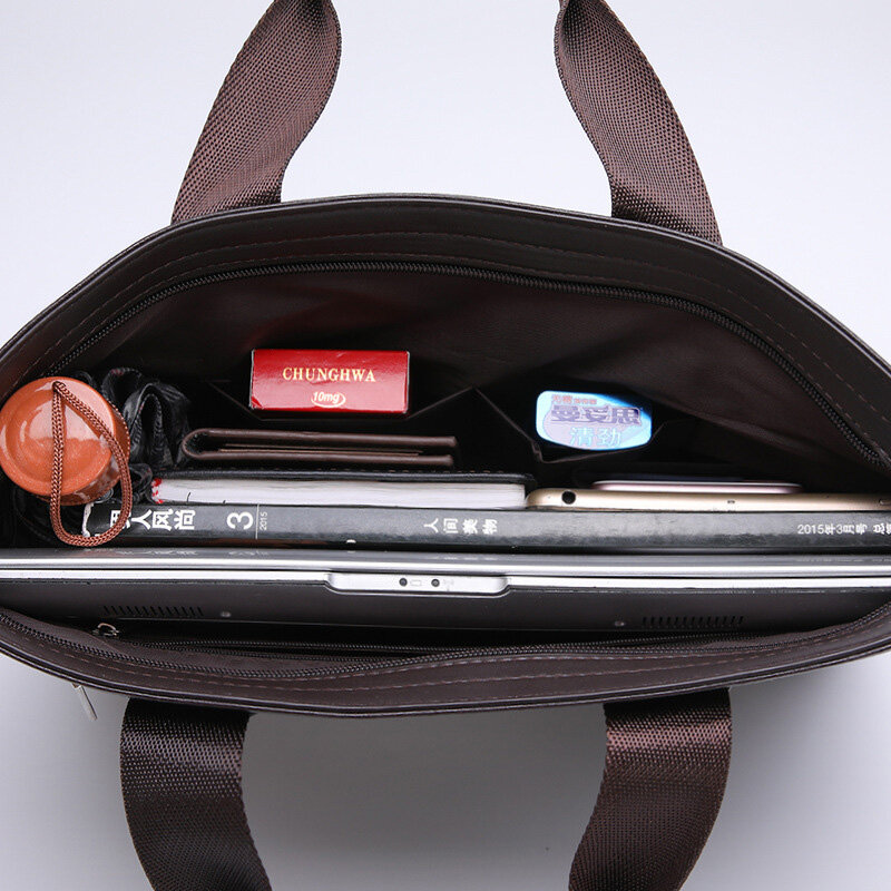 2022 Fashion Business Men's Briefcase PU Leather Solid Shoulder Bag Male Laptop Handbags Messenger Bags Totes Мужские Портфели