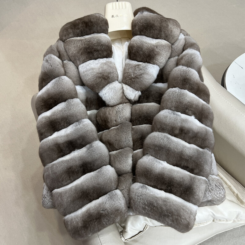 Women Rabbit Fur Jackets Real Rex Rabbit Fur Coat Best Selling Women's Short Coat Chinchilla Fur Coats