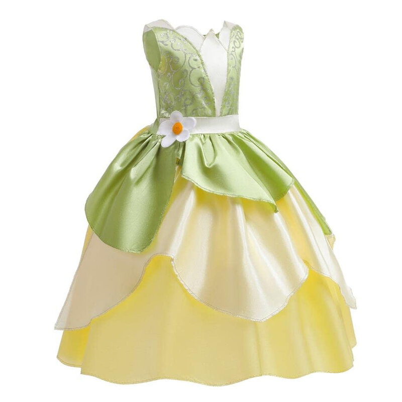 Tiana Cosplay Kawaii Princess Costume per ragazze compleanno Ball Gowns Fancy Fairy Floral Clothing Party elegante regalo di natale