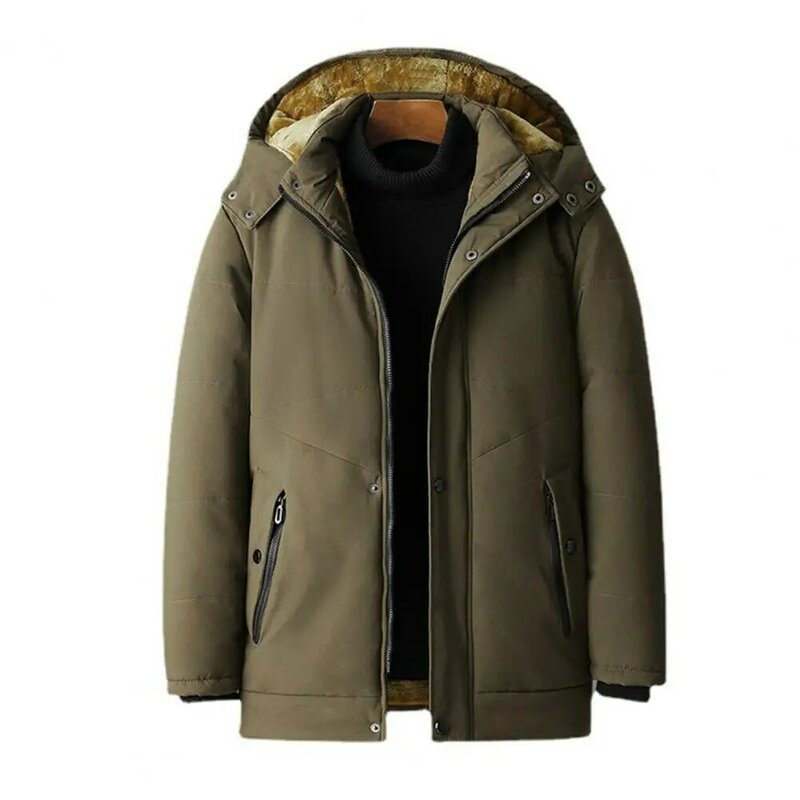 Мужская осенне-зимняя новая стеганая куртка, утепленная теплая куртка с капюшоном, мужская повседневная куртка средней длины на молнии с карманами