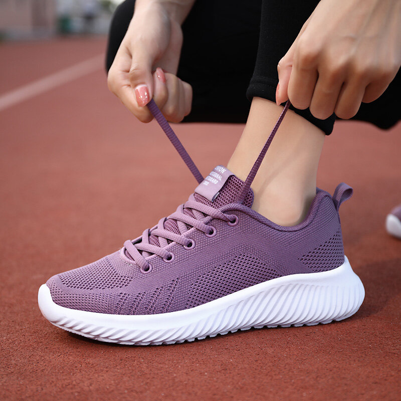 Zapatillas deportivas para correr para mujer, zapatos cómodos y ligeros con suela plana acolchada, transpirables para caminar y viajar