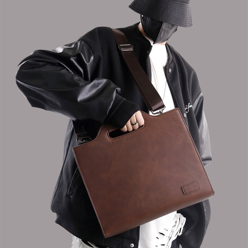 หนังเครซีฮอร์สกระเป๋าเอกสารย้อนยุคสำหรับผู้ชายกระเป๋าใส่เอกสาร iPad แบบตายตัวกระเป๋าซิปซองจดหมายกระเป๋าลำลองผู้หญิงธุรกิจสำหรับผู้ชาย