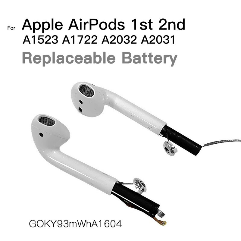 بطارية بديلة لأجهزة Apple Airpods ، أصلية 100% ، GOKY93mWhA1604 ، أجهزة Apple Airpods 1st ، 2nd ، A1604 ، A1523 ، A1722 ، A2032 ، A2031 ، أجهزة Air Pods 1 ، 2