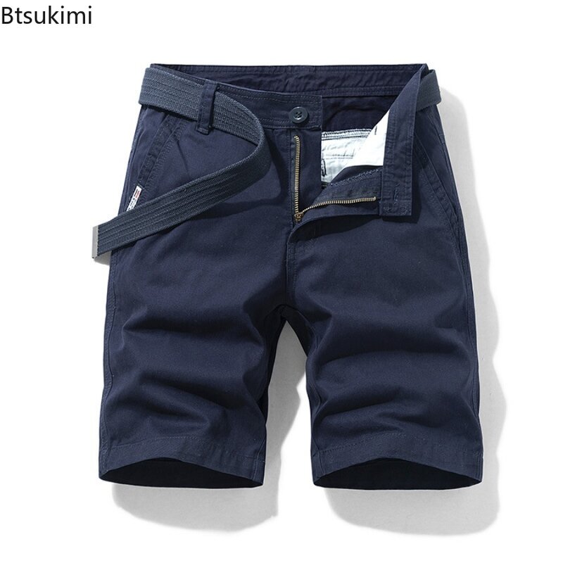 Summer New Men's 100% Cotton Cargo Shorts Fashion Casual Loose Short Pants Men Outdoor Sport Pants Joggers 2024 Trend Streetwear
