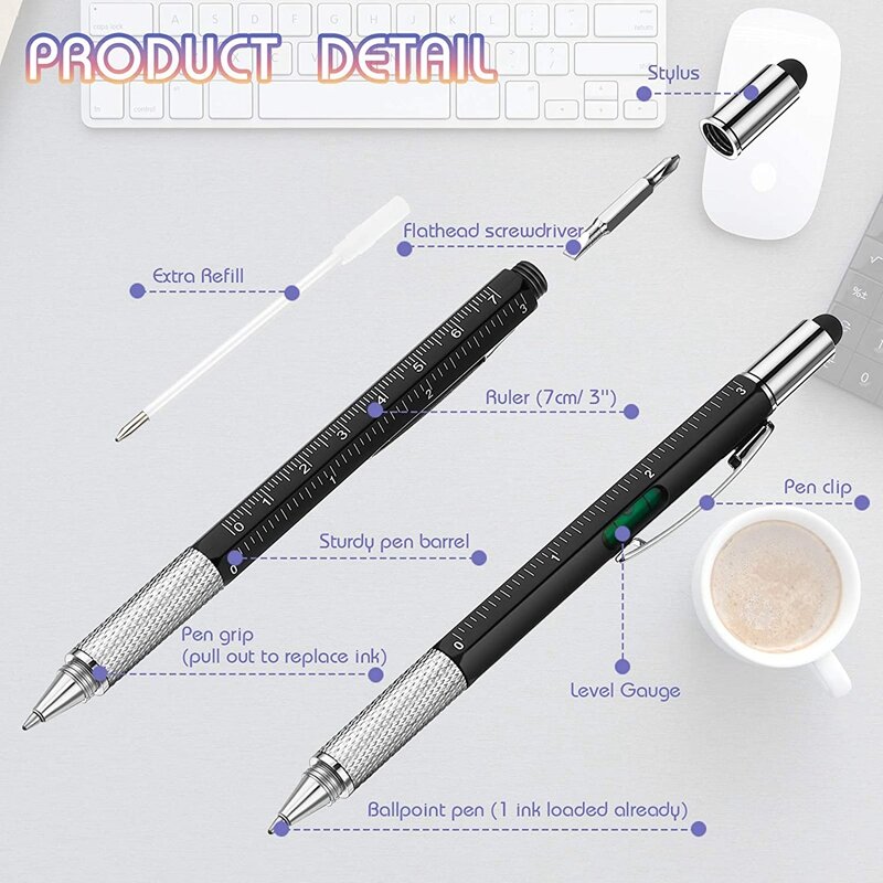 36 Pieces 6-In-1 Multitool Ballpoint Pens Gift Tool Pen Personalized Pen Tool Gadget Pen Gift For Men On Fathers Day