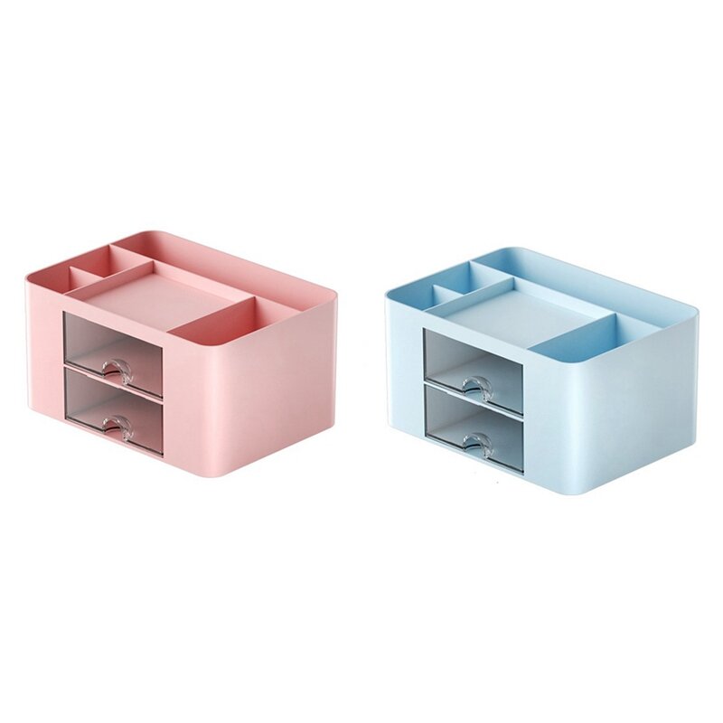 RISE-2Pcs semplice scatola di immagazzinaggio del cassetto trasparente portapenne per ornamenti da tavolo per ufficio per studenti per bambini