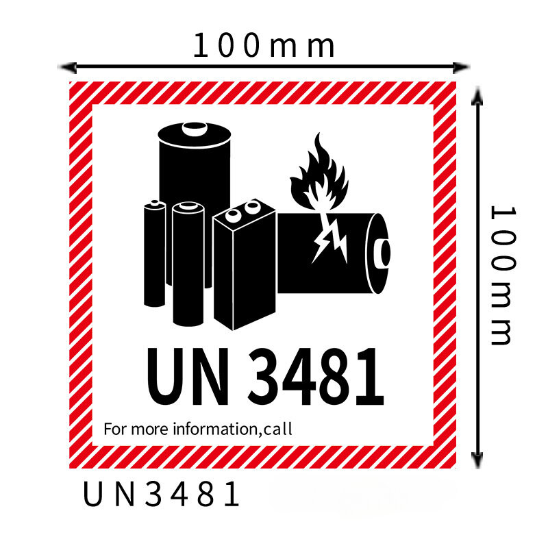 ورق لاصق لاصق بملصق نار ، ملصقات تحذير لزجة تحتوي على بطارية ليثيوم للشحن ، UN3481 ، UN3480 ، 47 ، من من من من من من من من من