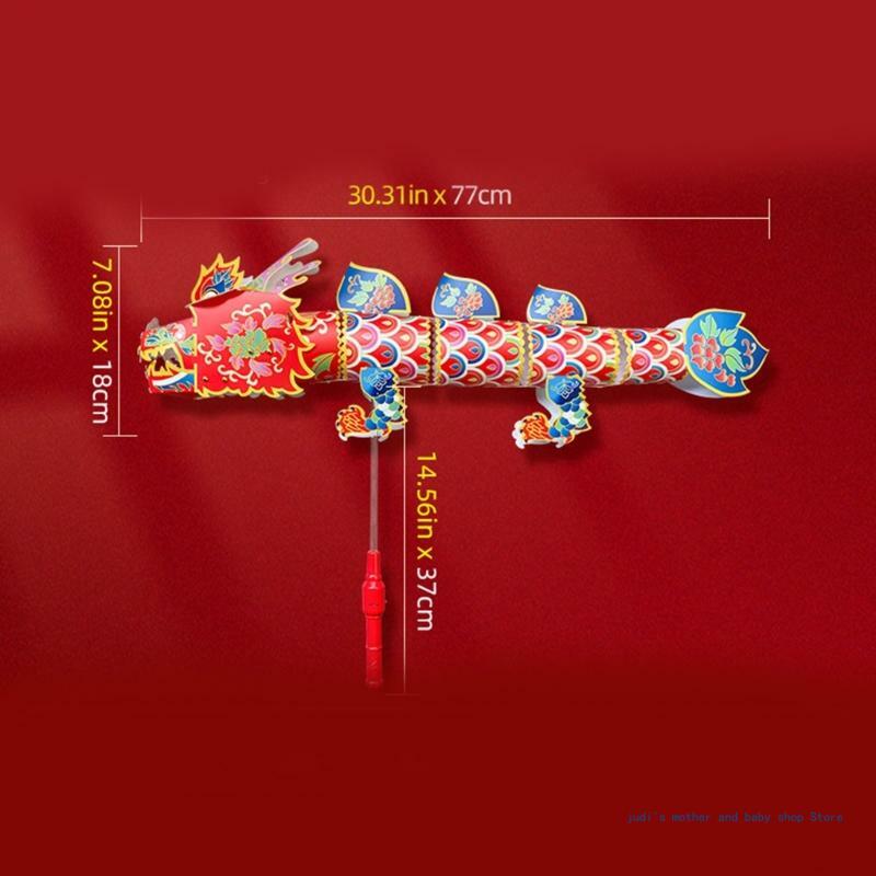 67JC กระดาษมังกรหัตถกรรมชุดสำหรับเด็กจีนใหม่ปี Party Props กระดาษมังกรทำด้วยมือวัสดุกระเป๋าเทศกาล Decors