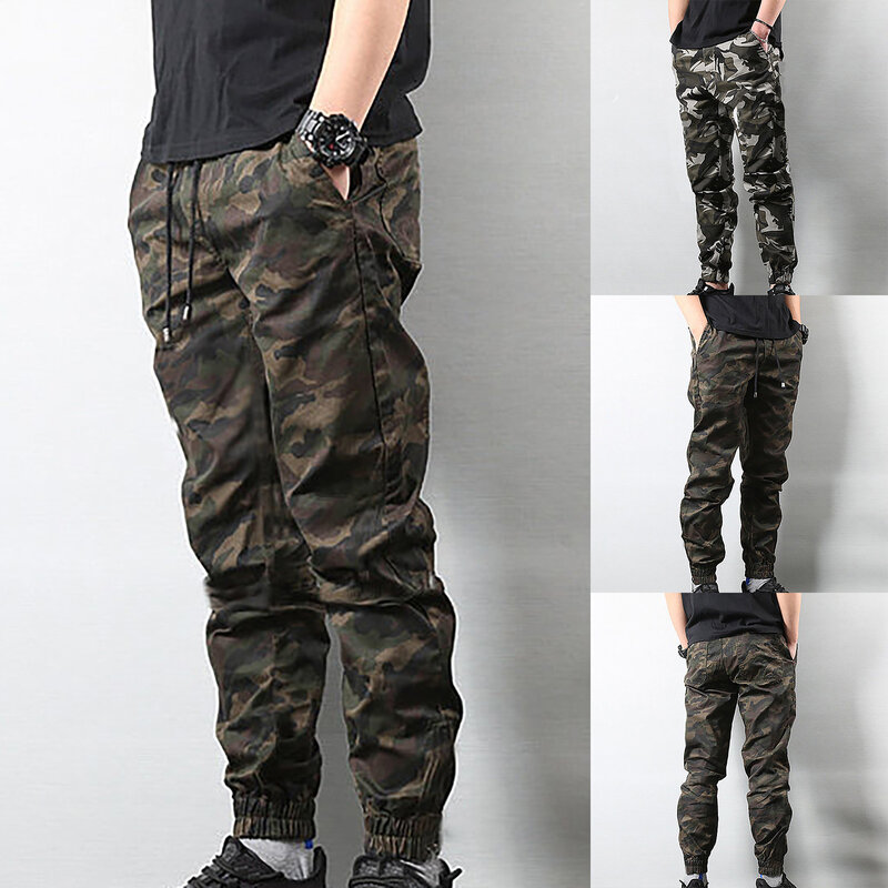 Брюки-Джоггеры мужские камуфляжные, хлопок, прямые штаны, стиль милитари, брюки для спорта, уличная одежда
