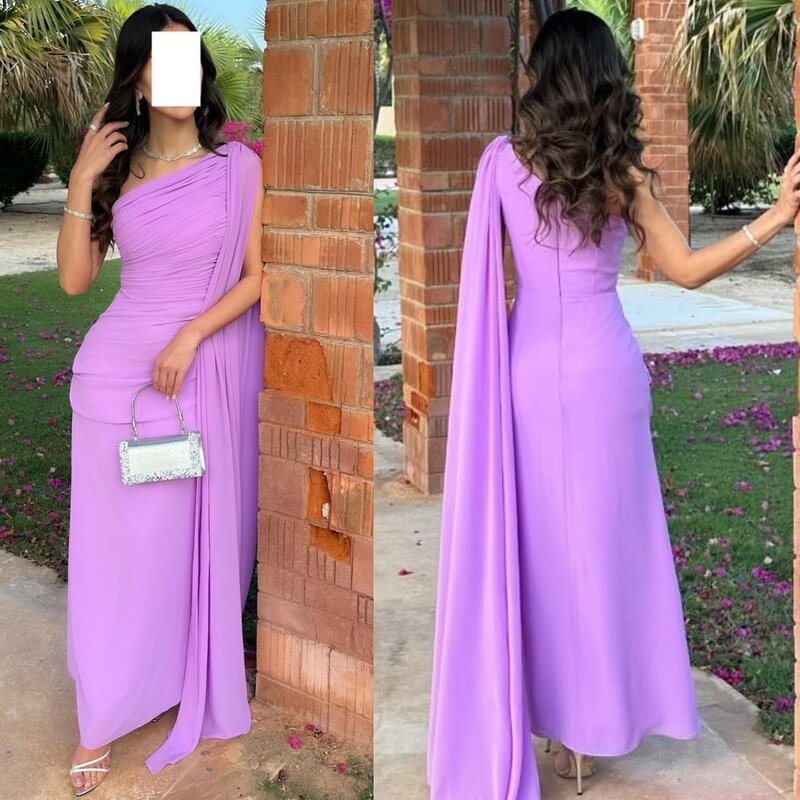 Prom Dress Evening   Saudi Arabia Satin Draped  A-line One-shoulder Bespoke Occasion Gown Midi es  