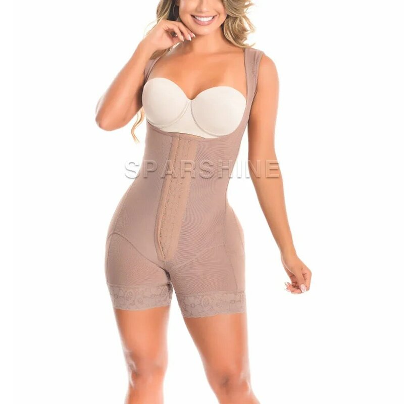 Fajas Colombianas Compression Garment With Thin Straps Hook Closure Waist Slimming Flat Belly Butt Lifter Shapewear