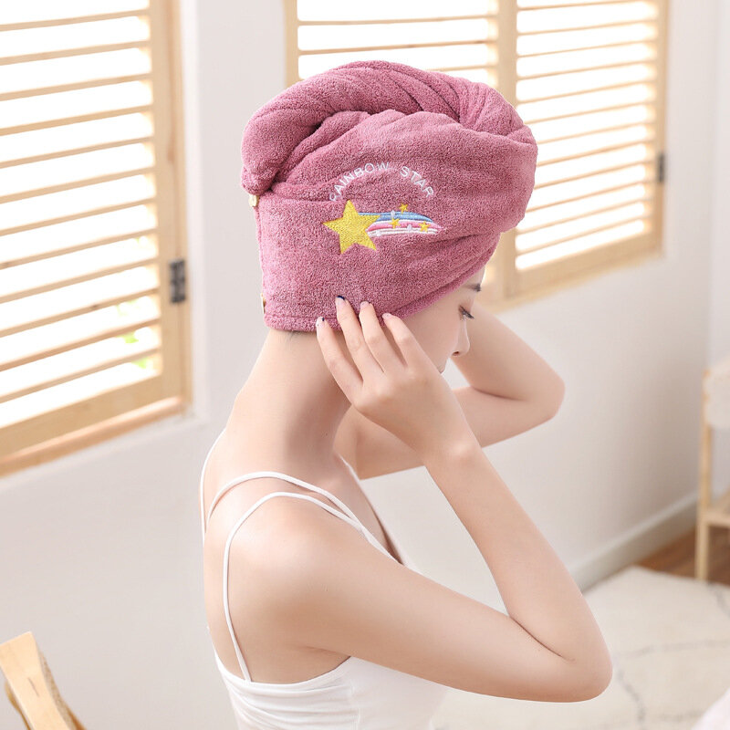 Topi mandi handuk rambut cepat kering, topi rambut serat mikro ajaib lembut untuk wanita