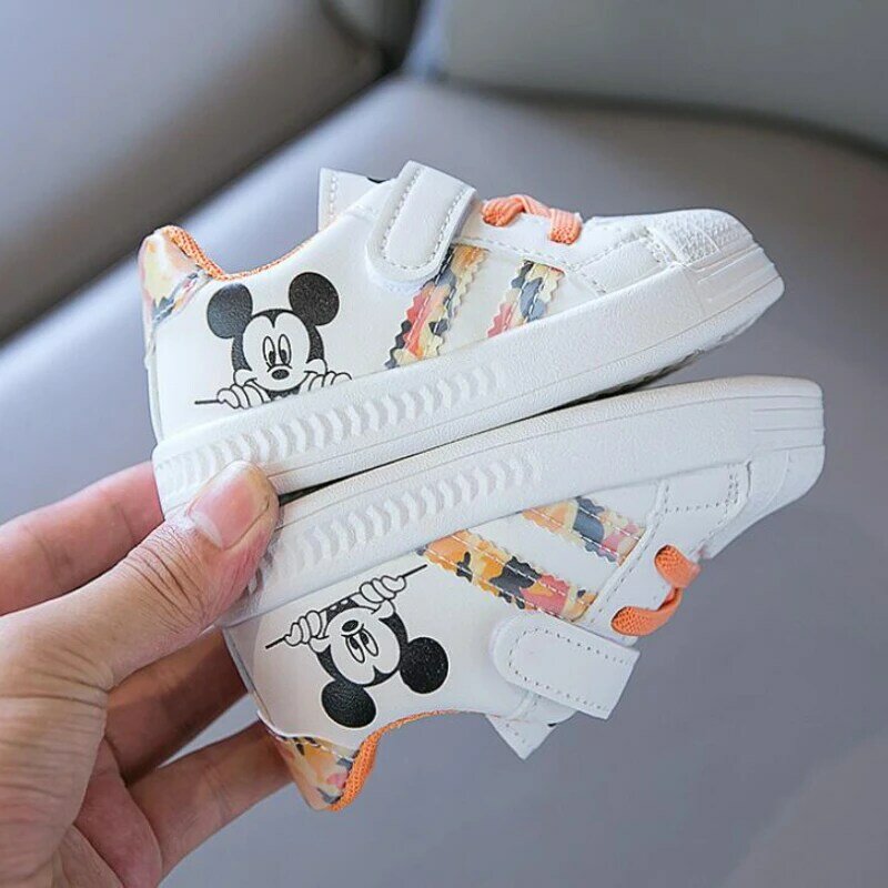 Disney białe buty na co dzień dla Baby Boy Girl marka dzieci Sneaker Mickey Mouse dzieci sportowe buty maluch Walking buty rozmiar 25
