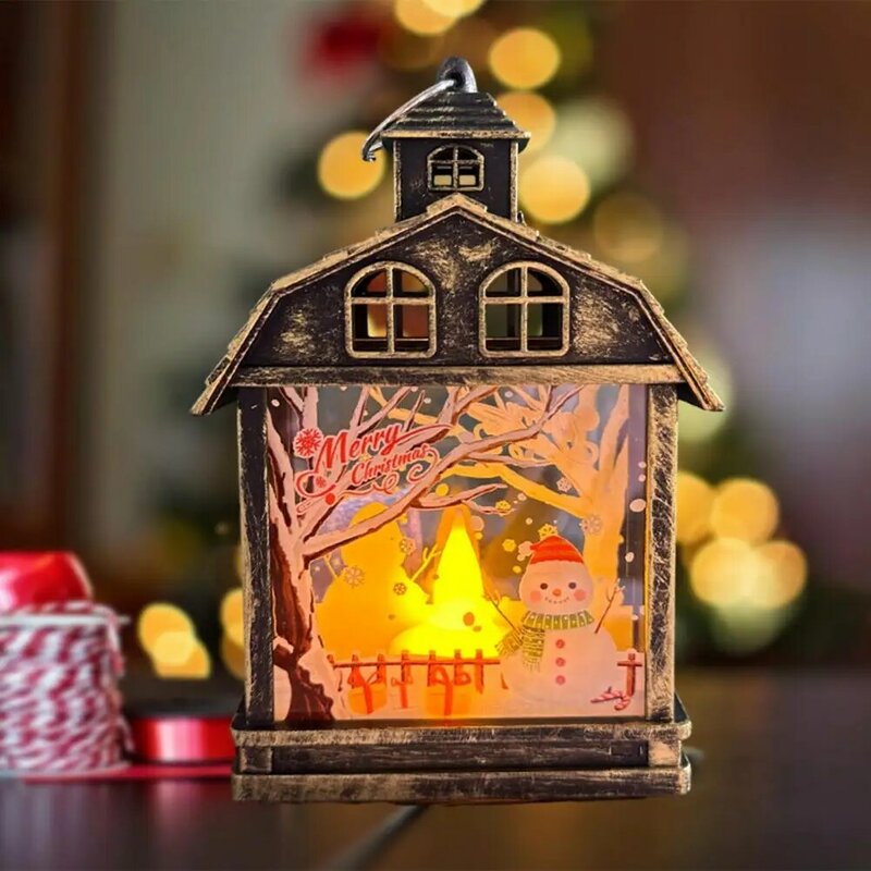 Рождественские огни в винтажном стиле, Мерцающая свеча, праздничные светодиодные свечи, Рождественский фонарь, снеговик, Санта-Клаус, Лось