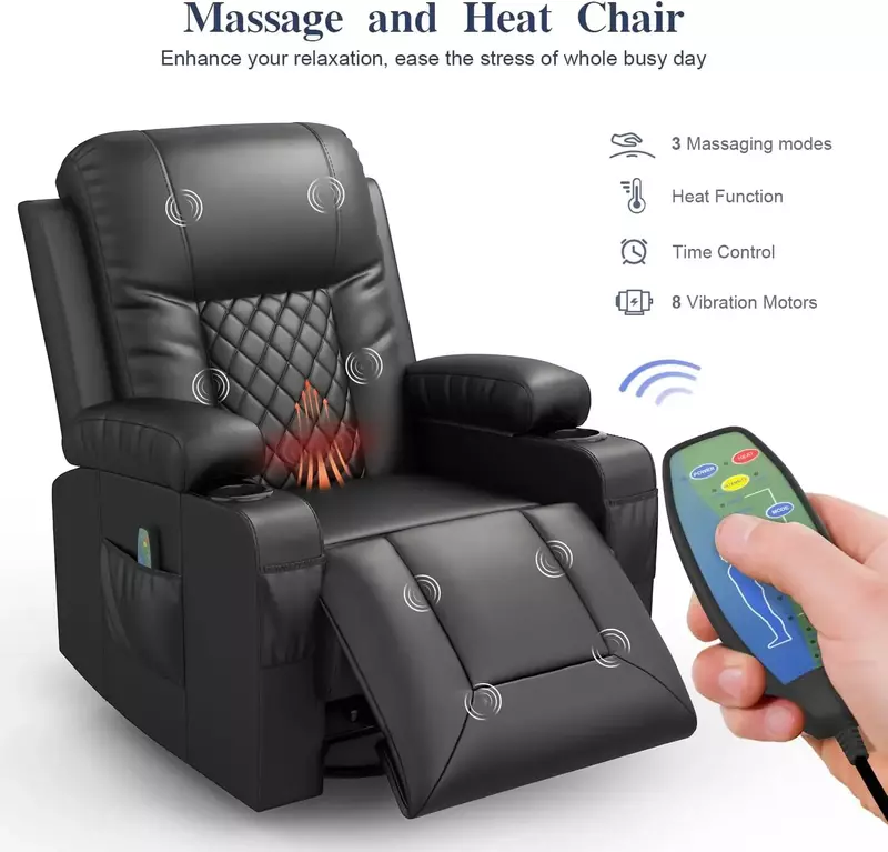 Кресло с откидывающейся спинкой для взрослых, массажный рокер с подогревом, Современный эргономичный, с поворотом на 360 градусов, одноместный диван, кресло