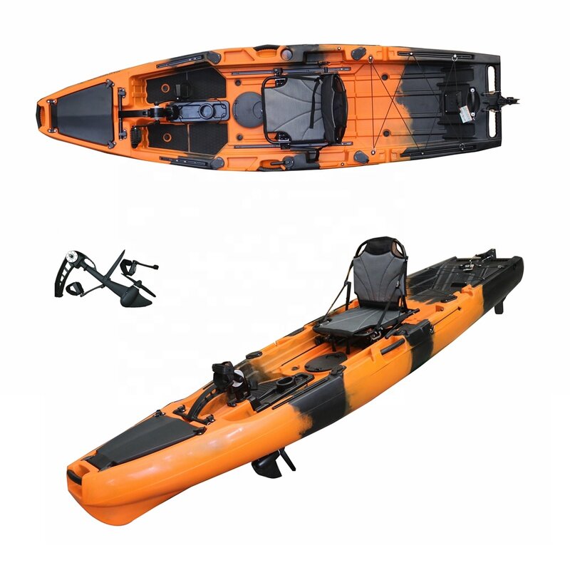 PE Plastic Kayaks with Electric Motors Driven By 10.5 Foot Fishing Pedals for Single Person Fishing