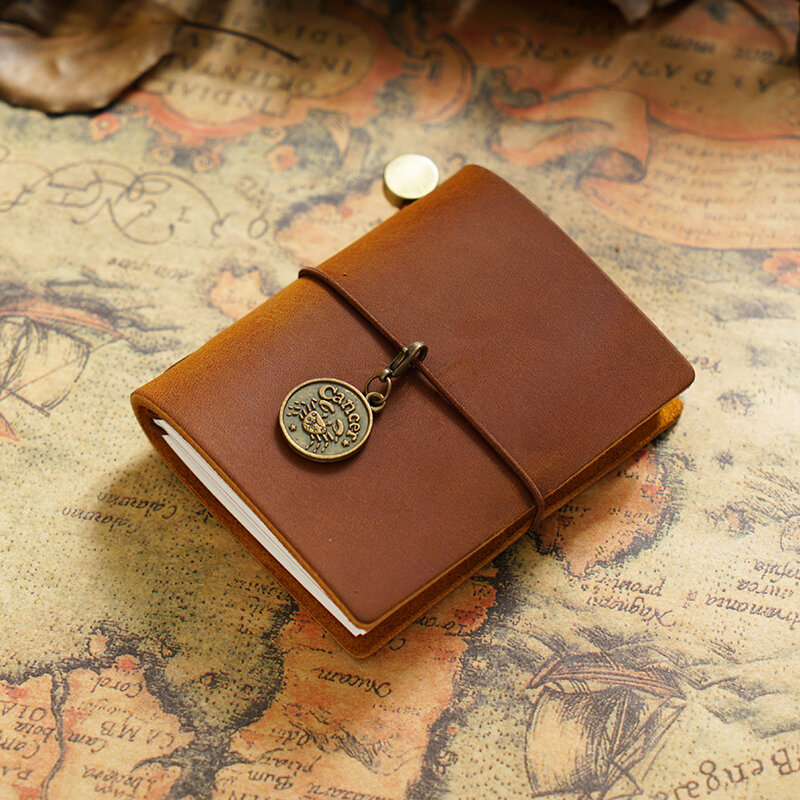 1 Stuk Retro Mini Traveler 'S Notebook Planner Echt Lederen Mini Notebooks Dagboek Handgemaakt Schetsboek Planner Briefpapier